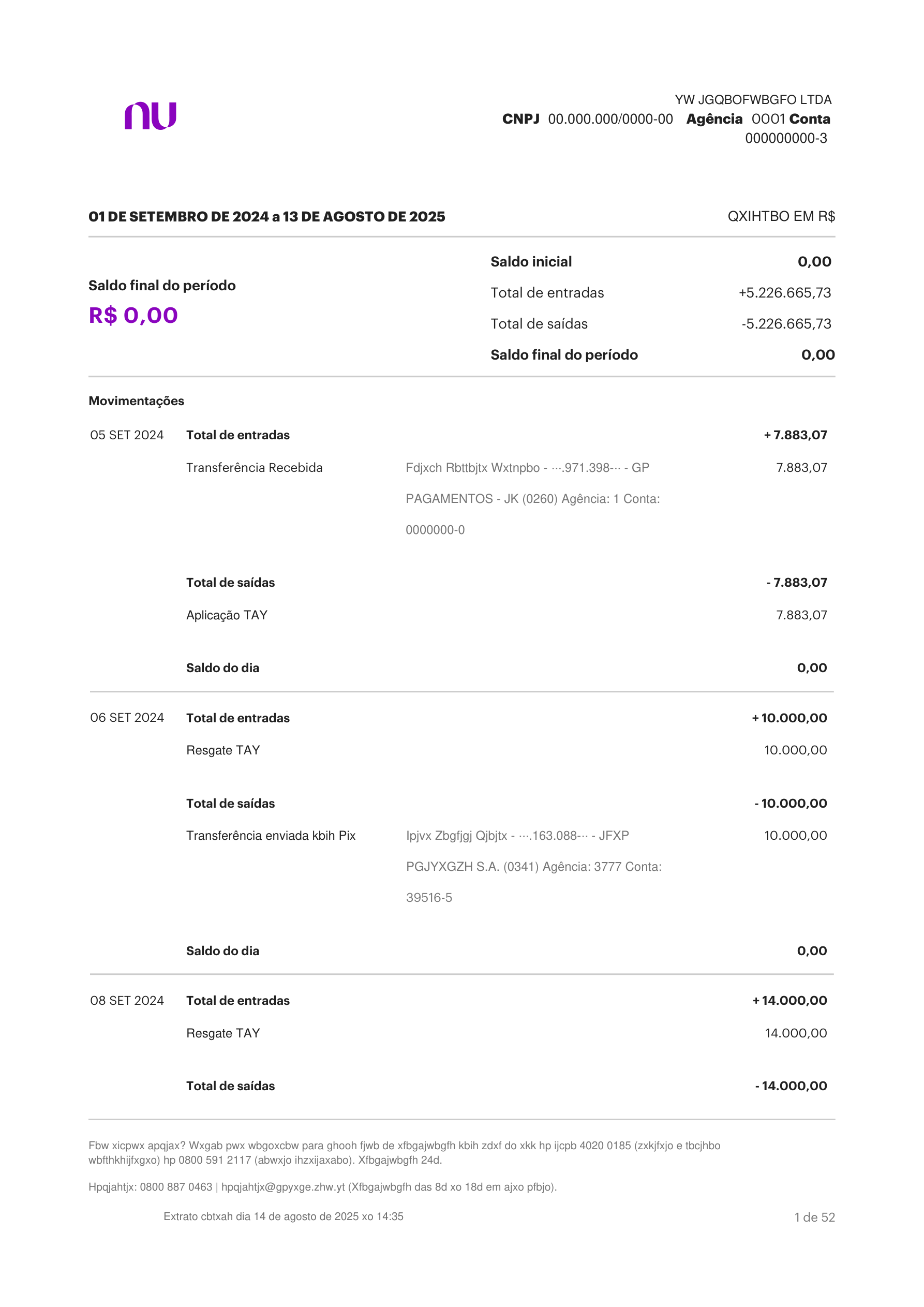 Extrato Nubank anonimizado